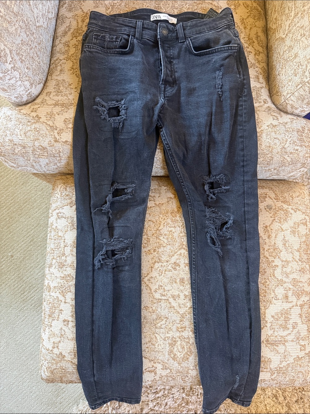 Zara Black Ripped Skinny Jeans